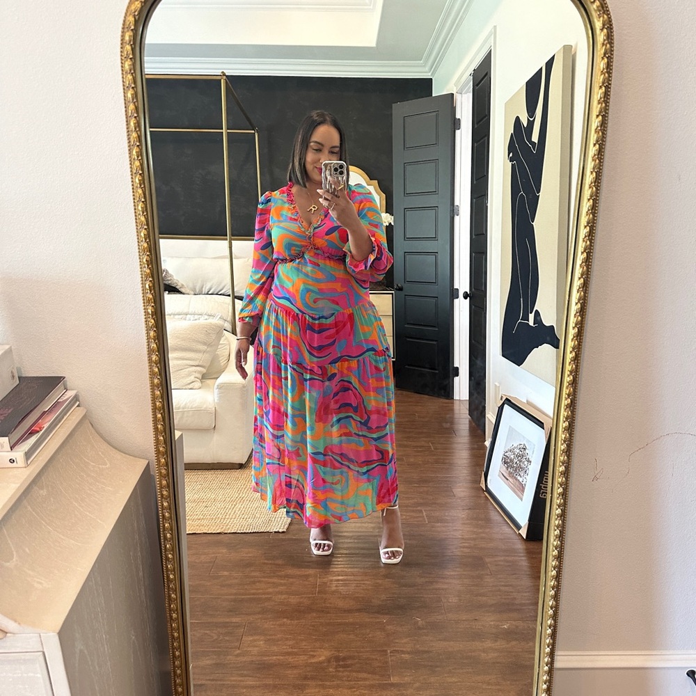 Colorful Abstract Print Maxi Dress